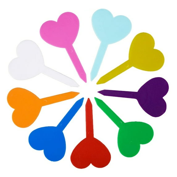 Visland 100pcs Garden Plant Labels Waterproof Plastic Plant Nursery Markers Heart-Shaped Plant Name Sign Tag Outdoor Indoor Stakes Stick for Seed Potted Herbs Flowers Vegetables Flowers