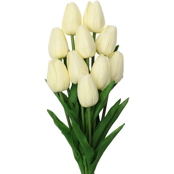 Visland 10PCS Artificial Tulip DIY Bouquet Artificial Handmade Flowers Real Touch Tulips for Home Room Decoration Wedding Party Decoration