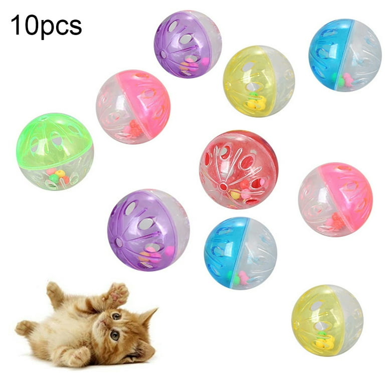 Visland 10Pcs Cat Ball Toy Funny Plastic Durable Hollow Bell Ball