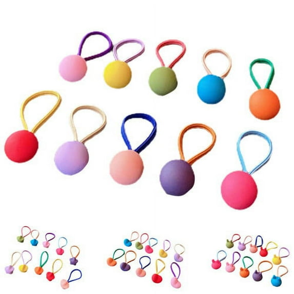 Visland 10Pcs Girls Hair Tie, Fashion Candy Color Star Heart Rabbit Round Ball Decor Elastic Hair Rope Rubber Band Ponytail Holder Headwear Hair Accessory for Daily Wear