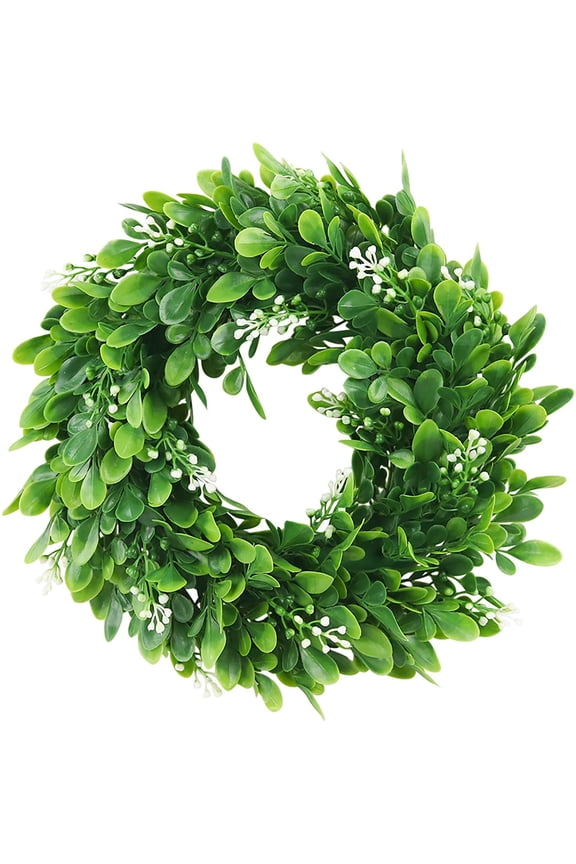 11" Boxwood Wreath Artificial Green Leaves Wreath for Front Door Wall Hanging Window Wedding Party Decoration