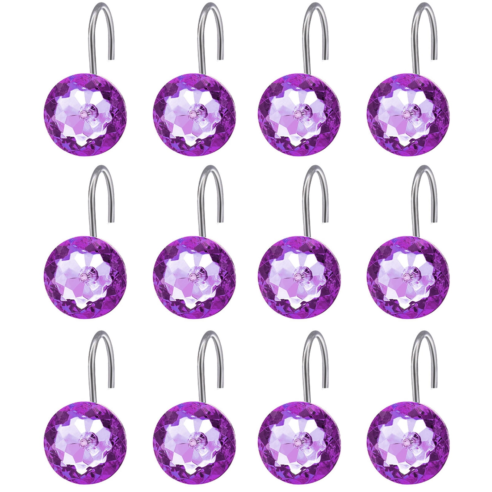 Visland 12PCS Acrylic Diamond Shower Curtain Hooks Rhinestones Curtain
