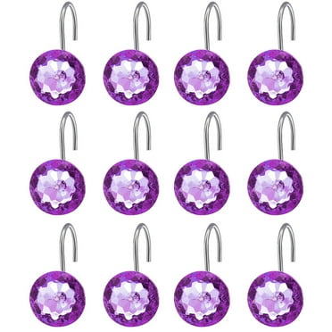 Visland 12PCS Acrylic Diamond Shower Curtain Hooks Rhinestones Curtain Hooks Bling Bathroom Decor