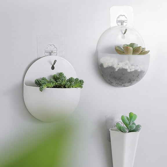 Visland 13.5cm Semicircle Wall Mounted Hanging Planters with Strong Adhesive Hooks (3 Count)
