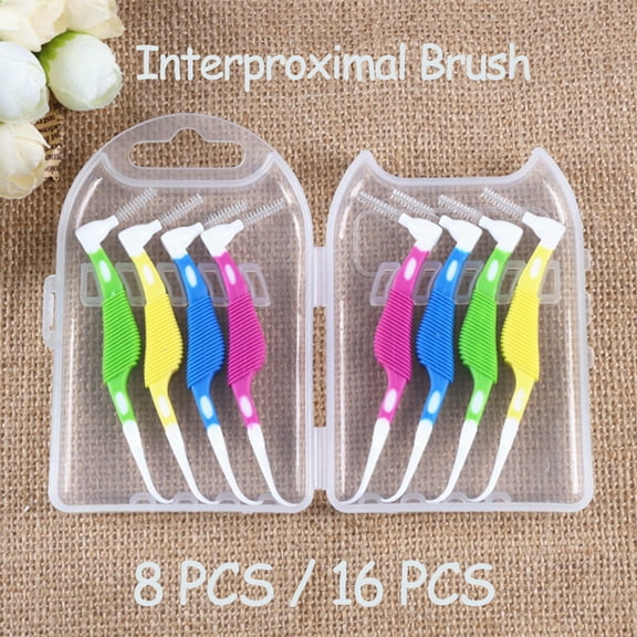 Visland 16 Pcs/2 Sets Interproximal Brush, Hippocampus-shaped Massage Gums Floss Brush for Removing Teeth Residue