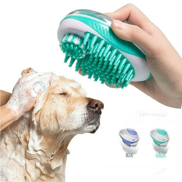 Visland 2 in 1 Pet Brush Bath Massage Brush,Shampoo Dispenser for Pet Grooming,Deshedding Soft Bristles Perfect for Washing,Massaging Hair,Remove Loose Fur