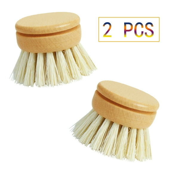 Visland 2 Pieces Beechwood Replacement Brush Heads Replacement Brush Refill for Classic Dish Washing Brush