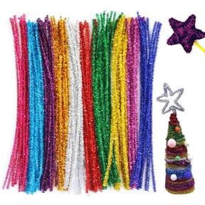 Visland 200Pcs Glitter Sparkle Pipe Cleaner Stem, Chenille Stem for DIY Art Creative Crafts Decor
