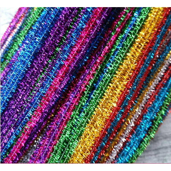 Visland 200Pcs Glitter Sparkle Pipe Cleaner Stem, Chenille Stem for DIY Art Creative Crafts Decor