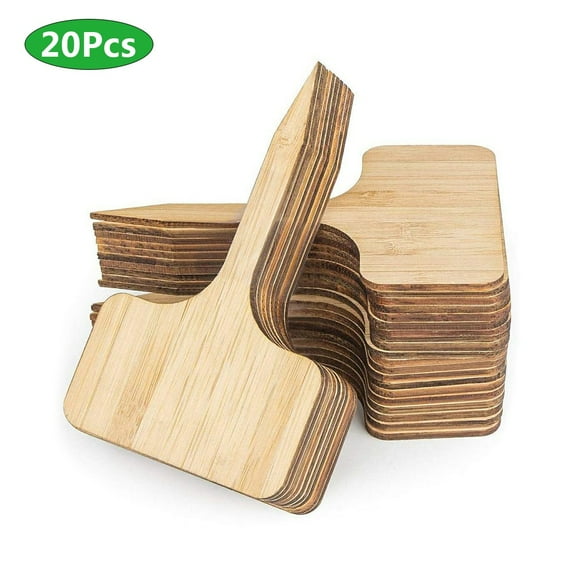 Visland 20PCS Bamboo Plant Labels,Garden Plant Labels Sticks,T-Type Tags Nursery Garden Labels for Vegetable Garden Plants