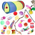 thumbnail image 1 of Visland 22Pcs/Set Cat Toys Tunnel Assortments, Portable Funny Feather Teaser Catnip Colorful Ball Tunnel Interactive Toys for Cat Puppy Kitty Kitten Rabbit Indoor Playing, 1 of 7