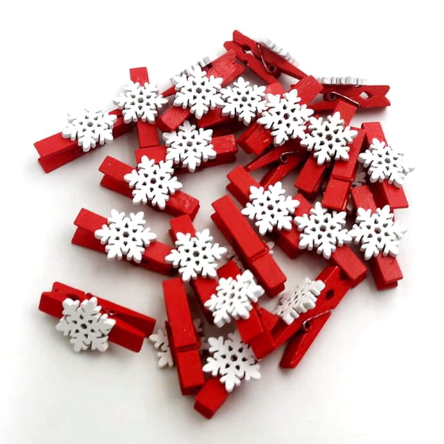 Mini Snowflake Clips Visland 25PCS Christmas Wooden Clothespins, Mini Snowflake Photo Clips ...