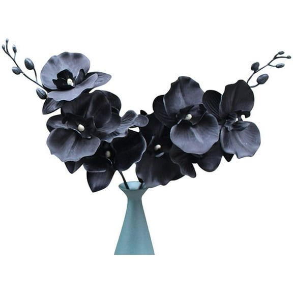 Visland 2PCS Artificial Orchid Stems , Black Dancing Orchid Silk Plants Real Touch Orchid for Arrangements Wreaths,Wedding Photography