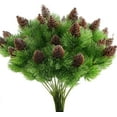 thumbnail image 1 of Visland 2PCS Artificial Pine Branches with Artificial Pine Cones Plastic Shrubs Faux Greenery Bushes Bundles Table Centerpieces Arrangements Home Kitchen Office Indoor Outdoor Decorations, 1 of 7