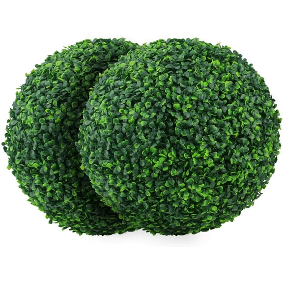 Visland 2PCS Artificial Plant Topiary Ball Faux Boxwood Decorative Balls for Backyard, Balcony,Garden, Wedding and Home Decor