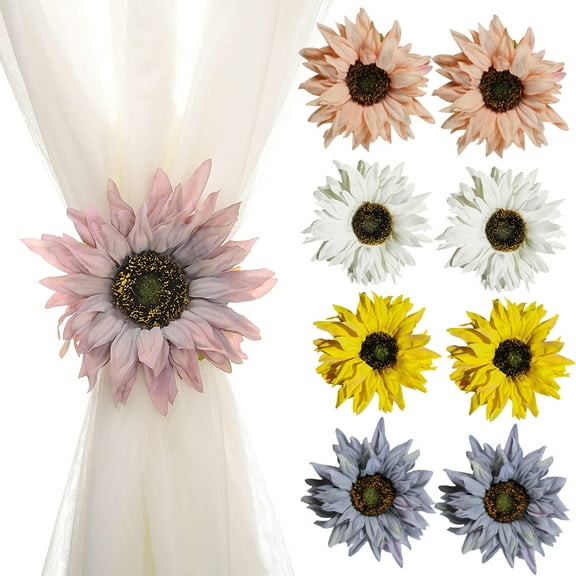 Visland 2PCS Artificial Sunflower Curtain Tieback Magnetic Curtain Tiebacks Flower Curtain Holder Curtain Holdbacks for Home Office Decoration