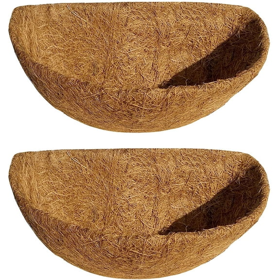 Visland 2PCS Coco Fiber Replacement Half Round Coco-Liners for Haning Plant Basket, Garden Flower Vegetables Pot