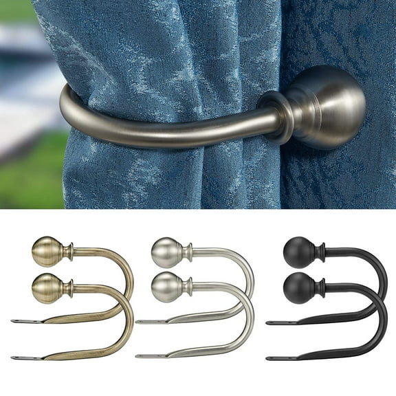 Visland 2PCS Curtain Holdbacks, Decorative Curtain Rods Drapery Holdbacks, Curtain Holders for Wall, Curtain Hangers Window Curtain Brackets Hooks Home Decor
