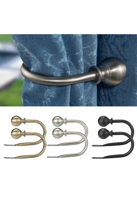 2PCS Curtain Holdbacks, Decorative Curtain Rods Drapery Holdbacks, Curtain Holders for Wall, Curtain Hangers Window Curtain Brackets Hooks Home Decor