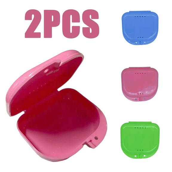 Visland 2PCS Dental Aligner Retainer Box, Portable Durable Plastic Waterproof Anti-dust Anti-scratch Container Guard Case Storage Box for Protecting Denture