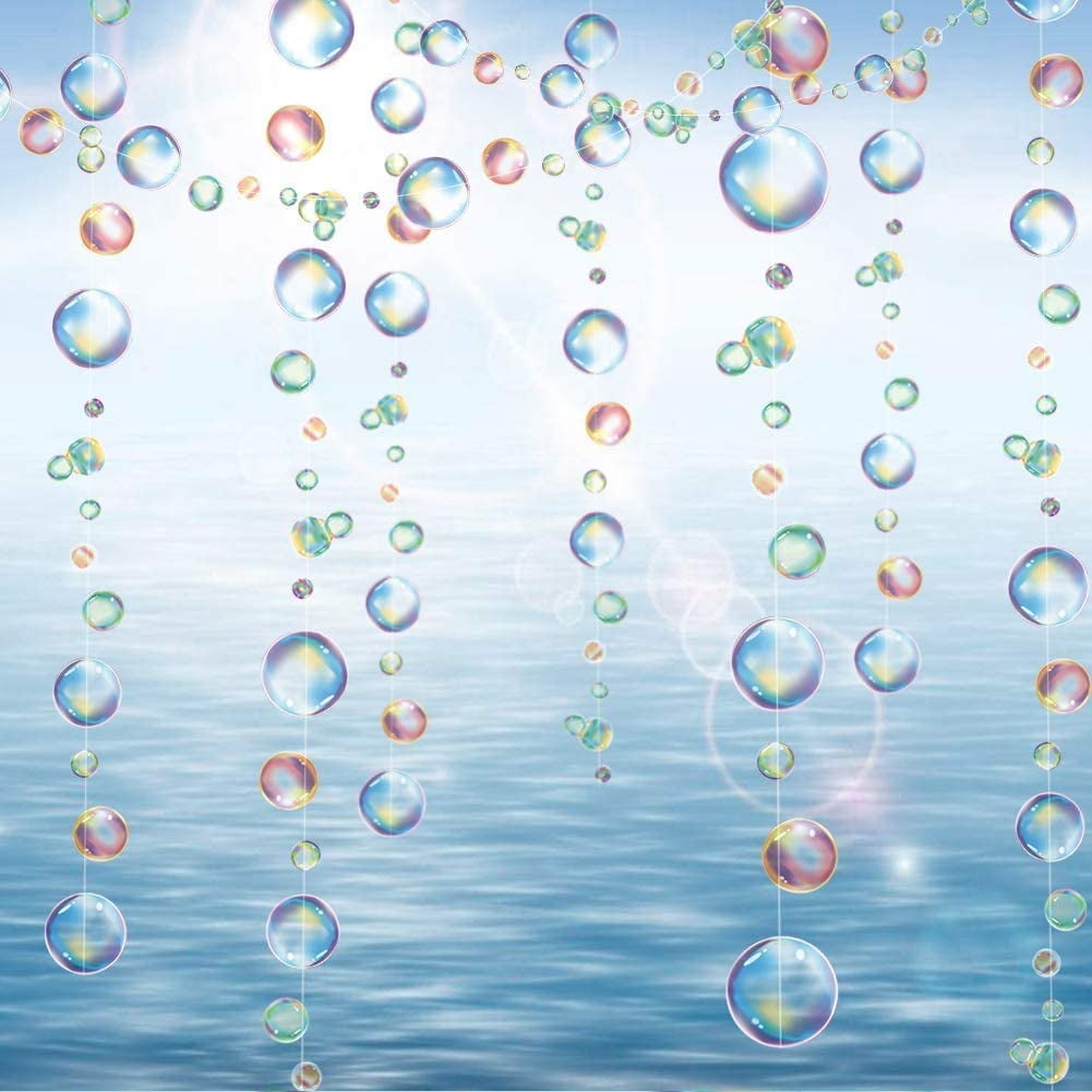 BESPORTBLE 2pcs Bubble Latte Ocean Theme Party Supplies Blue Bubble  Garlands Hanging Floating Bubbles Ocean Bunting Banner Blue Flower Garland  Under