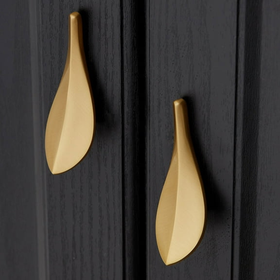 Visland 2PCS Leaf Knobs Handles Pulls, Art Decor Style Leaf-Shaped Cabinet Knobs Wardrobe Door Pulls, Two-Hole Knobs