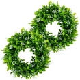 thumbnail image 1 of Visland 2Pack Boxwood Wreath Round Wreath Artificial Wreath Green Leaves Wreath Door Wall Window Decoration,12Inch, 1 of 8