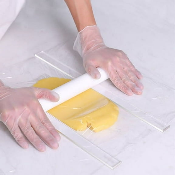 Visland 2Pcs Measuring Dough Strips Baking Durable Food Grade Acrylic Professional Rolling Pin Guide Biscuits Pie
