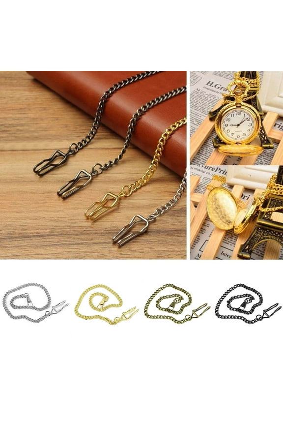2Pcs Women/Men Pocket Watch Chain, Fashion Vintage Alloy Chain 4 Colors