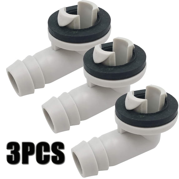 Visland 3/5 Inch(15mm) Air Conditioner Drain Hose Connector Elbow Fitting with Rubber Ring, Universal Fit Mini-Split AC Unit and Window Air Conditioning Unit,3Packs