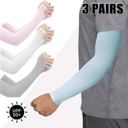 Visland 3 Pairs Men Women Arm Sleeves - UV Sun Protection Cooling Sports Compression Sleeves for Basketball, Running, Cycling