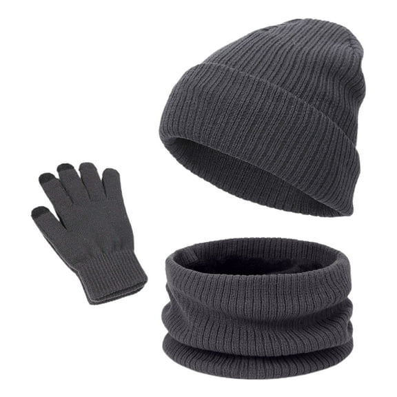 Visland 3 Pieces Winter Beanie Hats Scarf and Gloves Set for Men and Women Warm Knit Cap Set