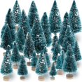 thumbnail image 1 of Visland 34PCS Mini Sisal Snow Frost Trees Mini Pine with Wood Base Bottle Brush Trees Plastic Winter Snow Ornaments Tabletop Trees for Christmas Decoration and Display, 1 of 8