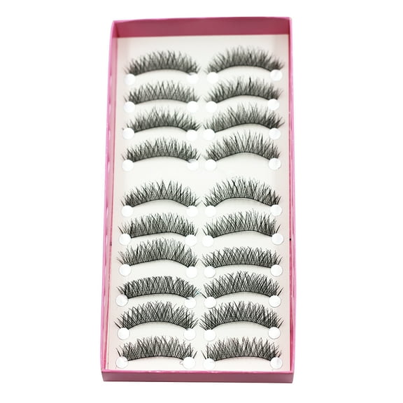 Visland 3D False Eyelashes Extensions, 10 Pairs Cross Long Lashes Strip with Volume for Women's Makeup Handmade Soft Fake Eyelash