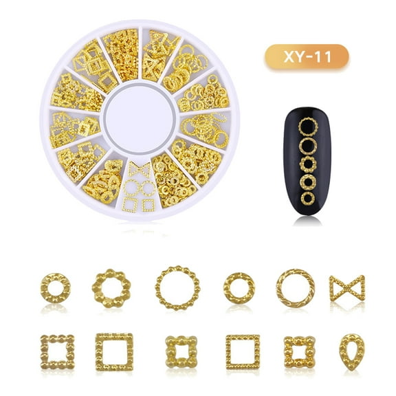 Visland 3D Nail Art Metal Rivets Studs Charms Decoration, Gold Nail Art Decals, Punk Star Moon Jewelry Studs Nail Design Supplies Fingernails & Toenails Tips Manicure Accessories for Women,1 Boxes