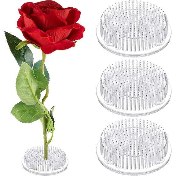 Visland 3PCS Clear Japanese Floral Frogs, Plastic Flower Arrangement Pin Frog Holder with 3 Mini Suction Cups on Bottom