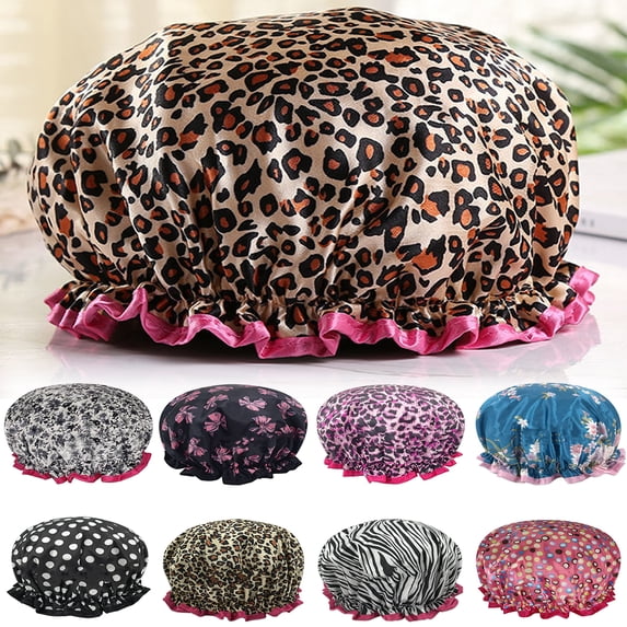 Visland 3Pcs Shower Cap, Reusable Adjustable Bath Shower Caps for Women Long Hair, Double Layer Waterproof Bathing Shower Hat Hair Protector for Kids Girls Men