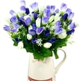 thumbnail image 1 of Visland 4 Bouquet 15 Heads Artificial Flower Eco-friendly Faux Silk Fake Tulip Bud Plant for Wedding Party Home Decor, 1 of 4