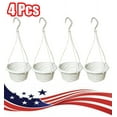 thumbnail image 1 of Visland 4 Pieces Plastic Hanging Flower Plant Pots, Chain Basket Planter Holder, Round Hanging Planter Containers for Outdoor Indoor Plants, White (5.1"x 6"x 17"), 1 of 7