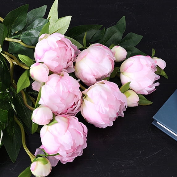 Visland 4PCS Artificial Flowers, Fake Peony Flowers Silk Flower Arrangements Decorations Plastic Flower Bouquet Decor Wedding Table Centerpieces