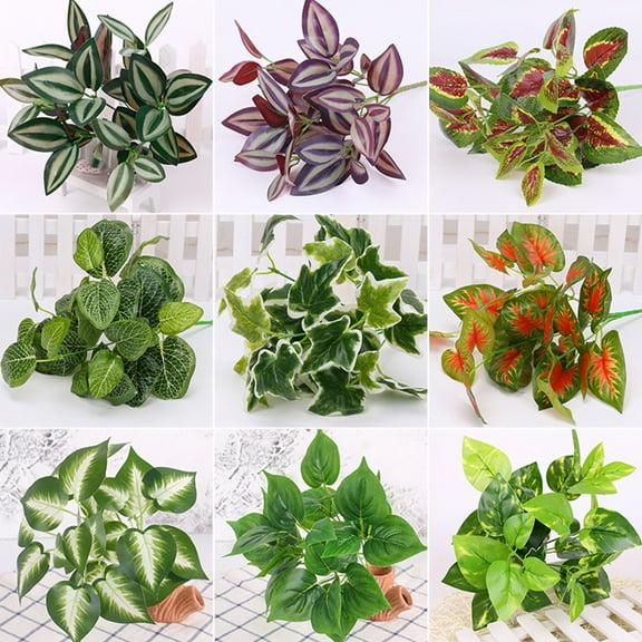 Visland 4PCS Artificial Leaves Stems Bulk Artificial Leaves in Grey Green Artificial Greenery Holiday Greens Wedding Greenery