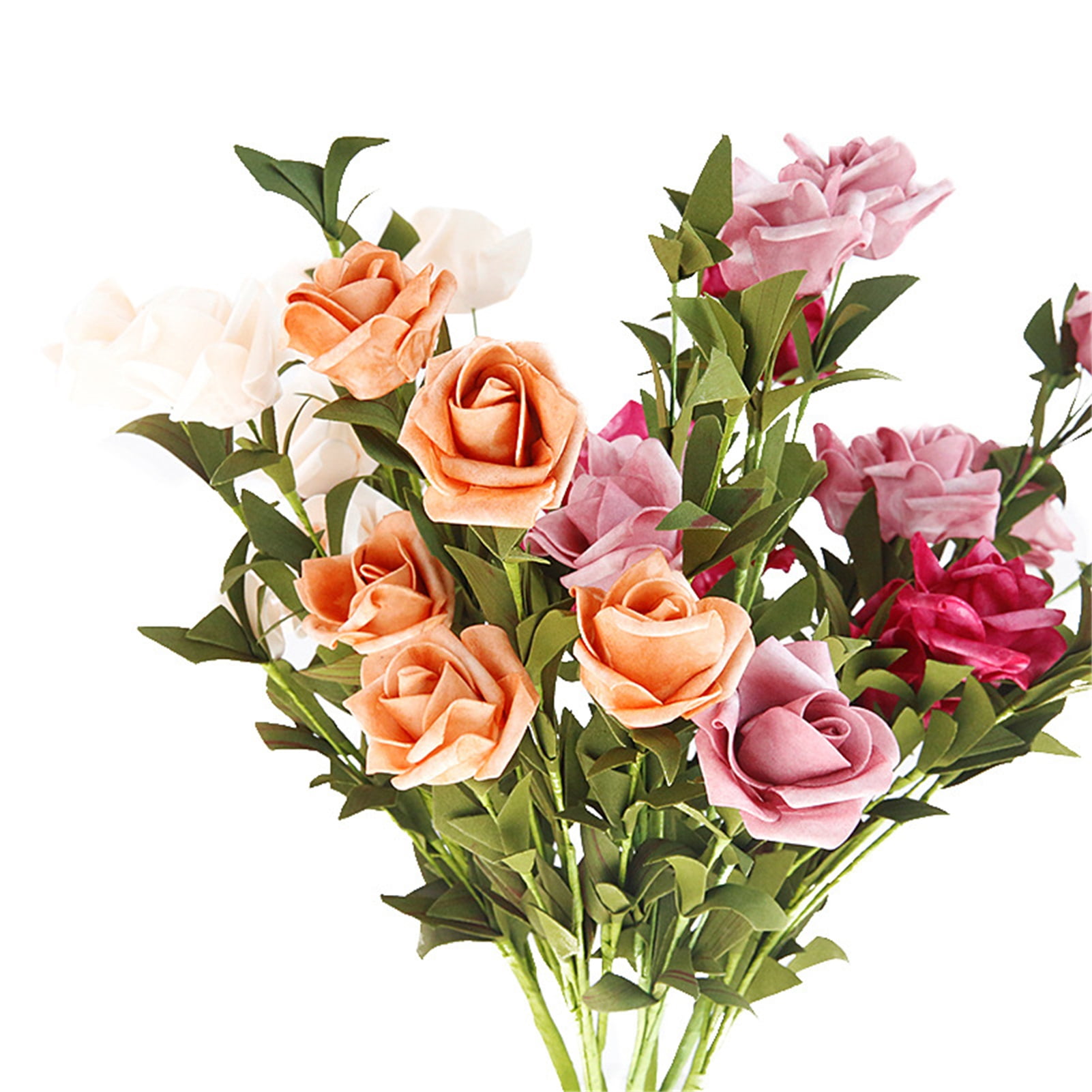 Visland 4PCS Artificial Roses Flowers with Single Stems Real Touch for ...