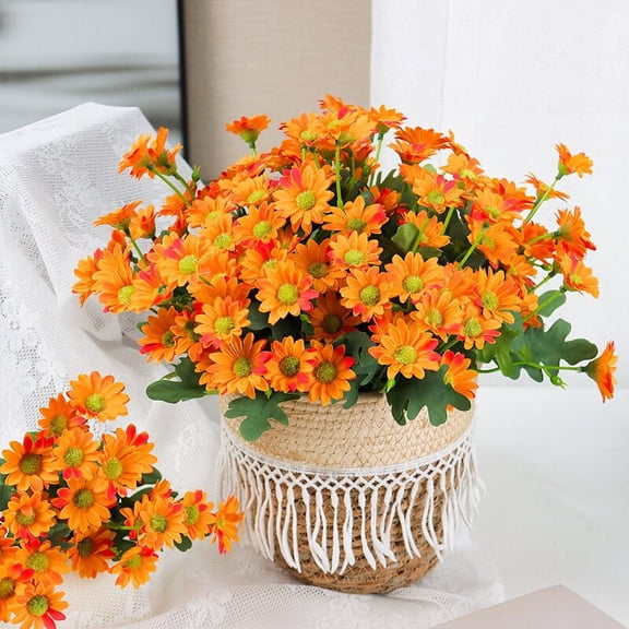 Visland 4PCS Artificial Silk Fake Flowers Faux Daisies Bouquet Arrangements for Home Party Room Office Kitchen Tables Wedding Centerpieces Decoration