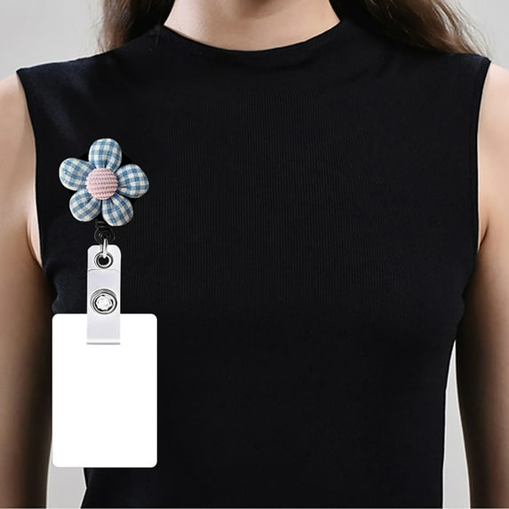 Visland 4PCS Flower Retractable Name Badge Reel Staff Work Card Holder Chest Pocket Clip ID Tag Card Accessories Clip