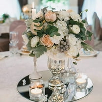 Visland 4PCS Round Mirror Trays, Circle Mirror Candle Plates for Table Centerpiece Wedding Decorations Baby Shower Party Mirror Tiles Christmas Decorations, 8in