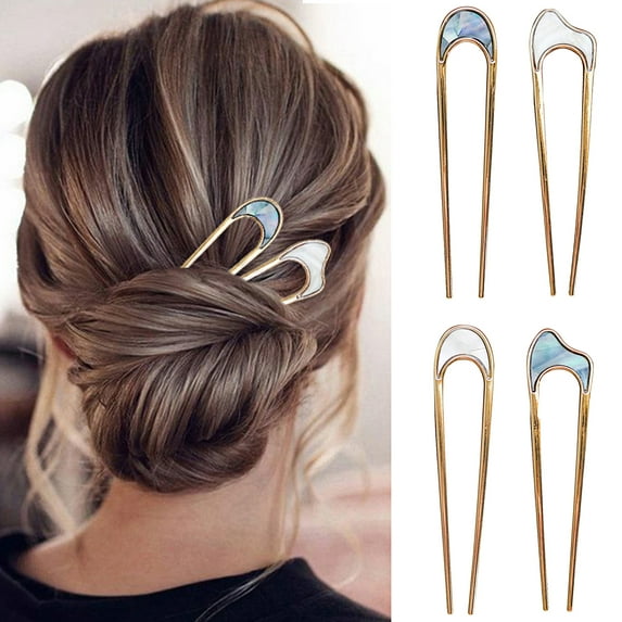 Visland 4PCS Women U Shape Hair Fork Hair Stick, Alloy Vintage Hair Chignon Pins Hair Pins