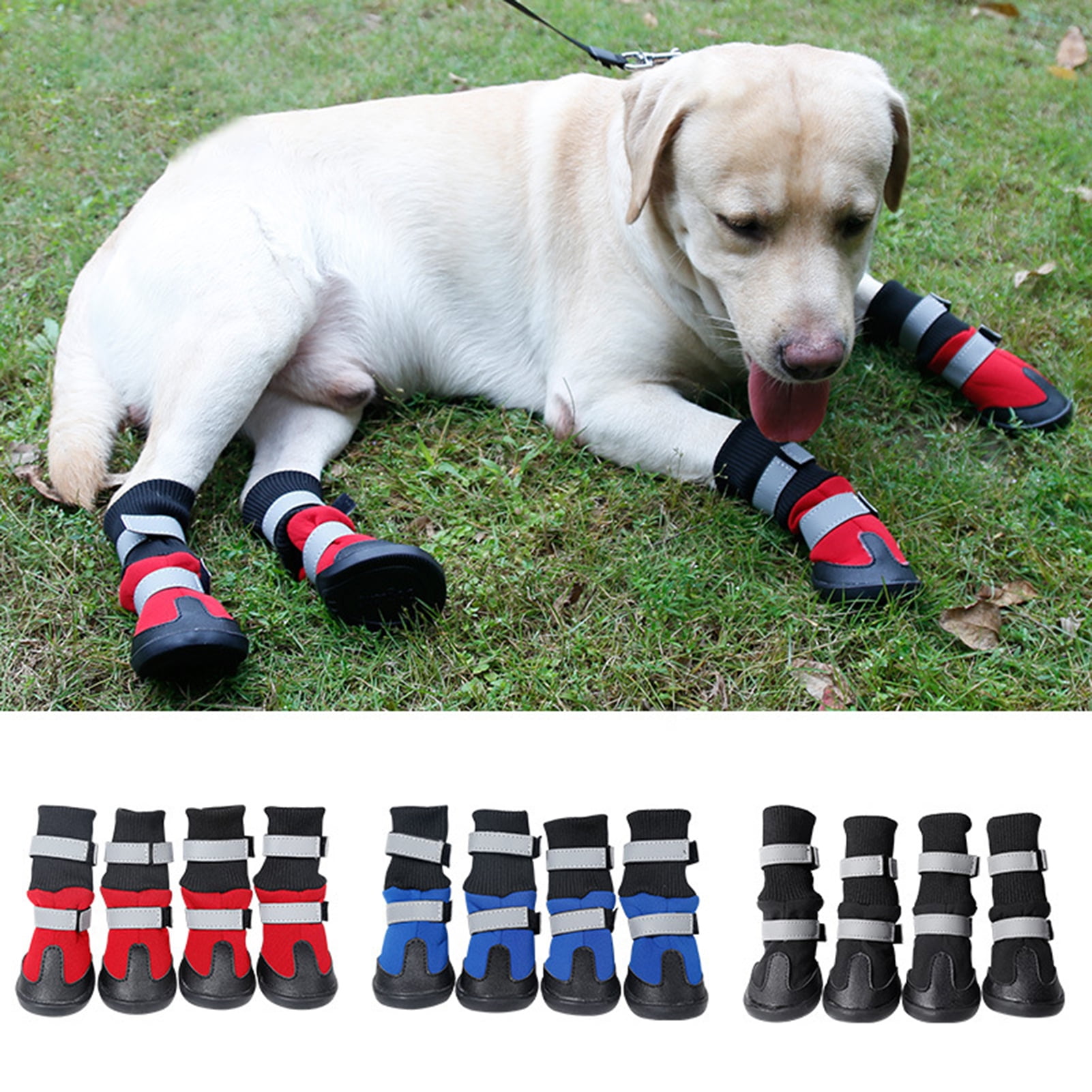 Visland 4Pcs Durable Dog Shoes, Large Dogs, Waterproof Adjustable Winter  Dog Boots, Anti-Slip Rain/Snow Outdoor Warm Dog Shoes Protector for  Running,