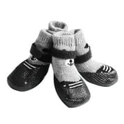Visland 4Pcs/Set Dog Cat Boots Shoes Socks with Adjustable Waterproof Breathable and Anti-Slip Sole All Weather Protect Paws