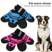 Visland 4Pcs/Set Pet Dog Shoes, Fashion Casual Reflective Strips Design Non Slip Sole Soft Velvet Lined Winter Paw Warm Waterproof Dog Sneaker Boots for Puppy Outdoor Walking