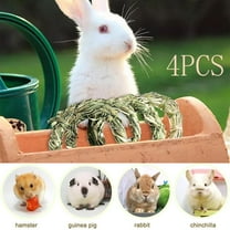 Visland 4Pcs/Set Rabbit Chew Toy - Natural Grass Ring Sticks Toys for Teeth Care, Chinchillas, Guinea Pigs, Gerbils, Rat